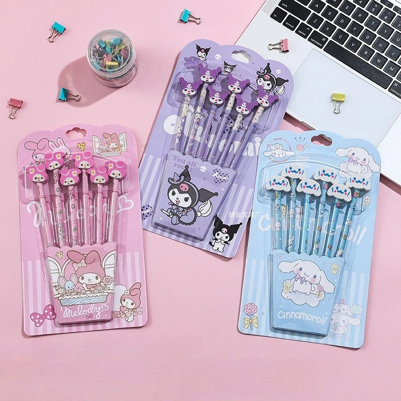 

Hello Kitty Pencil Set Cute Cartoon with Rubber Head Pencil Office Desktop Accessories Women Supplies Student Gift Wholesale