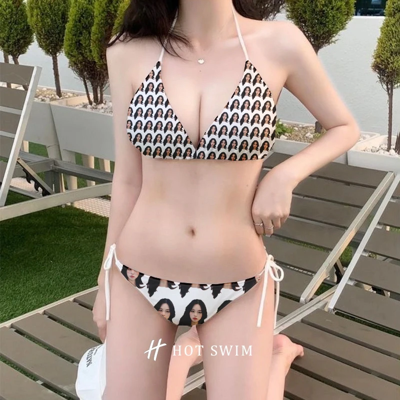 Bikini Bandage con Tanga para mujer, traje de baño de dos piezas con estampado personalizado, conjunto de microbikini, ropa de playa para verano, 2024