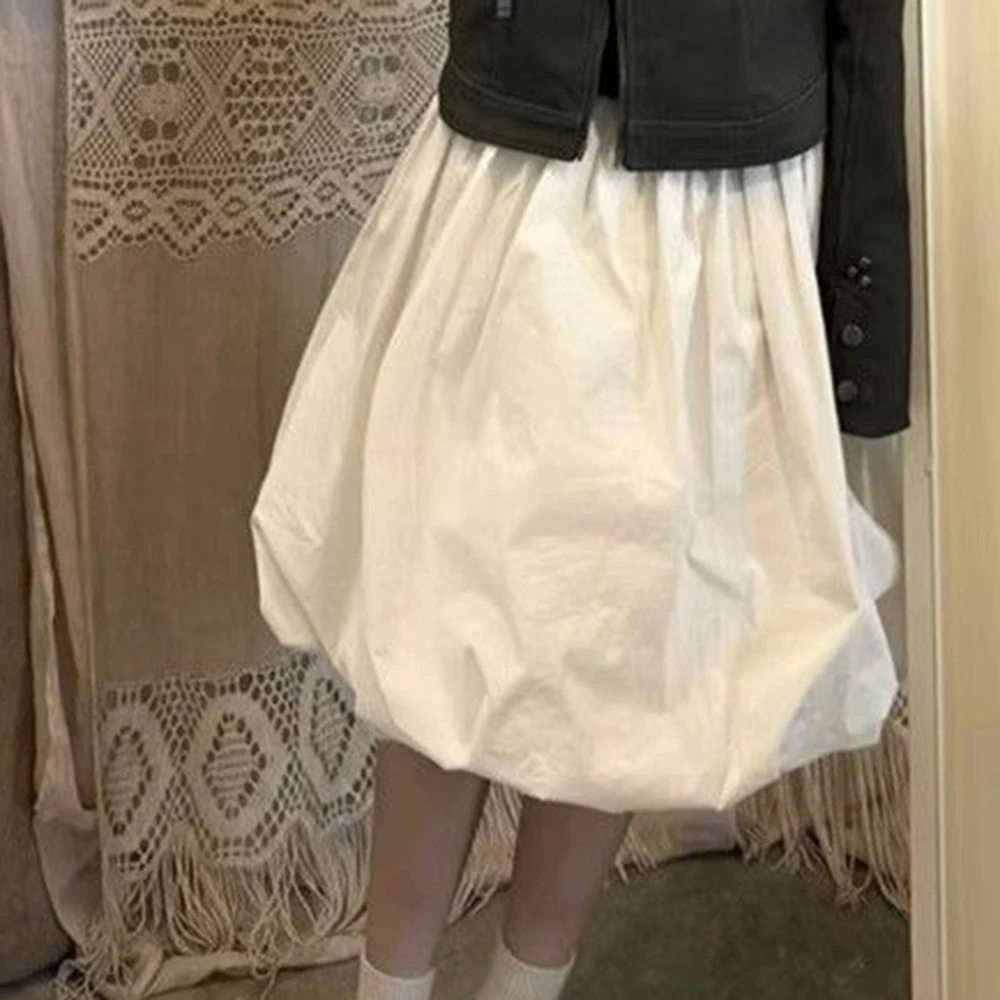 

Five-point bud 2026 cloud elastic skirt new white puffy skirt puffy medium and long thin skirt super fairy