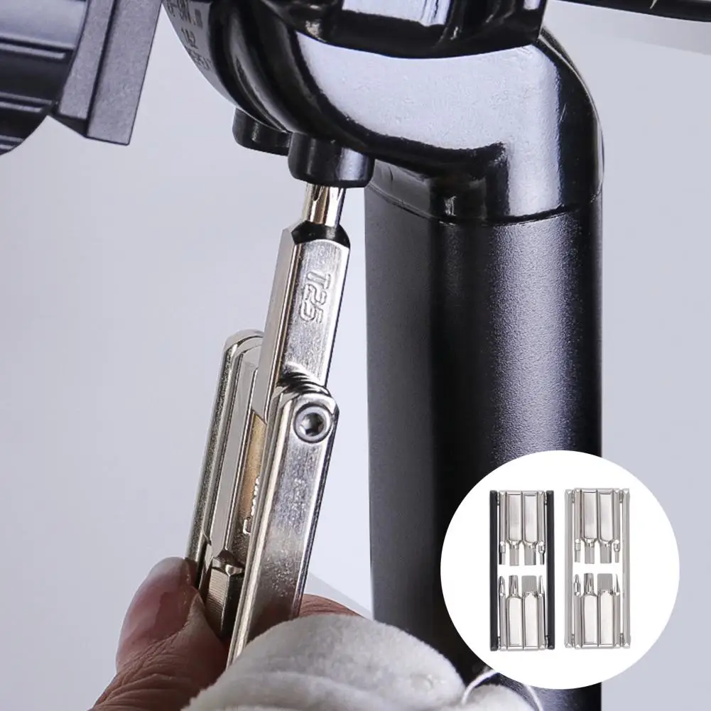 Multifunctional Wrench High Hardness Wrench 8-in-1 Mini Bike Multitool Foldable Pocket Wrench Set High Strength Compact for Road