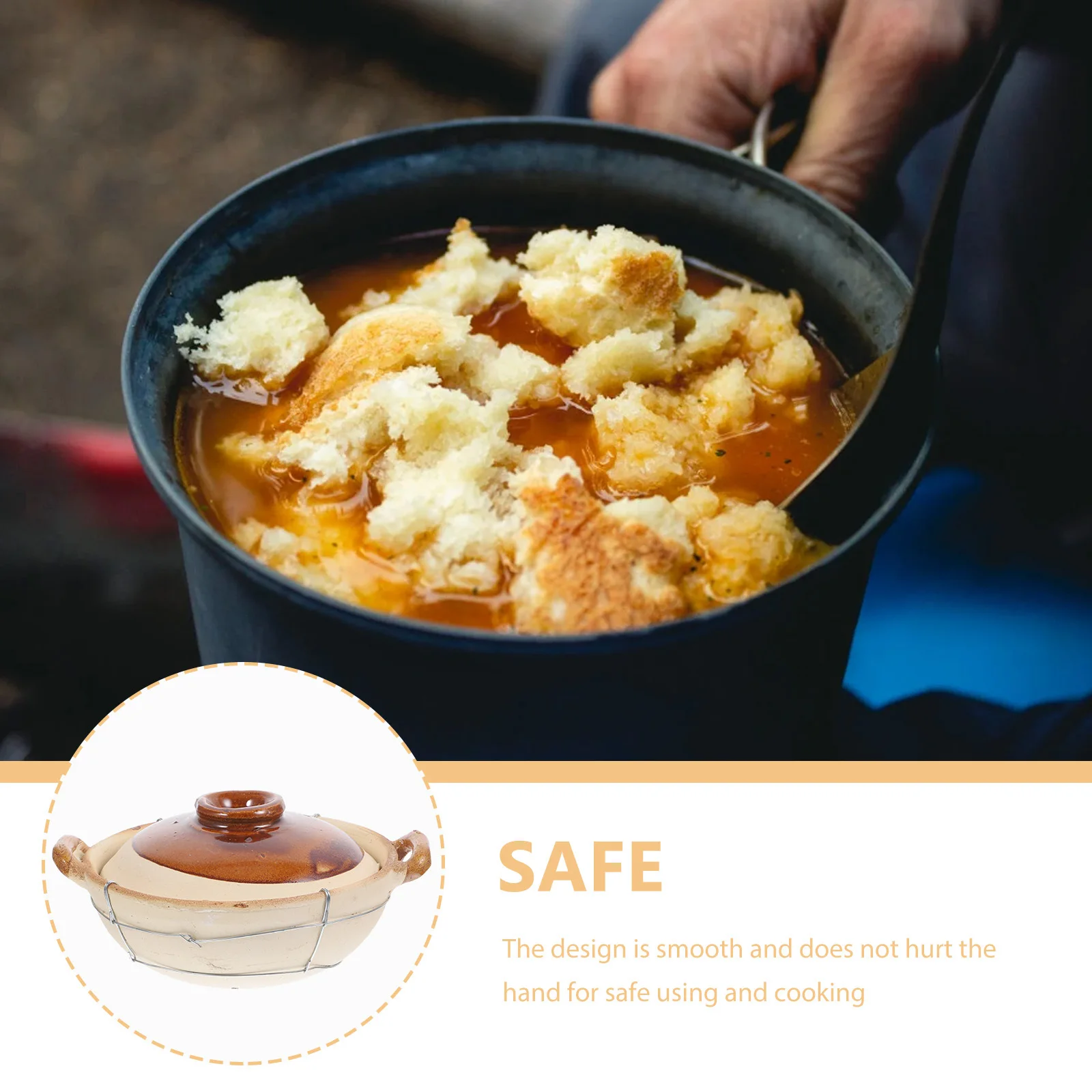 

800ml Double Handle Chinese Clay Pot Bottom Heating Time Saving Kitchen Casserole Cooking Stew Pot Kitchen Casserole