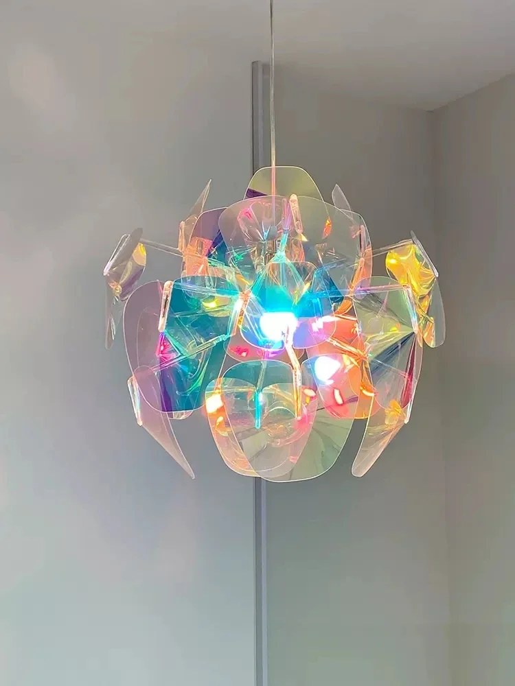 Pine cone chandelier PVC laser colorful room girl princess bedroom lamp bedside dining room chandelier