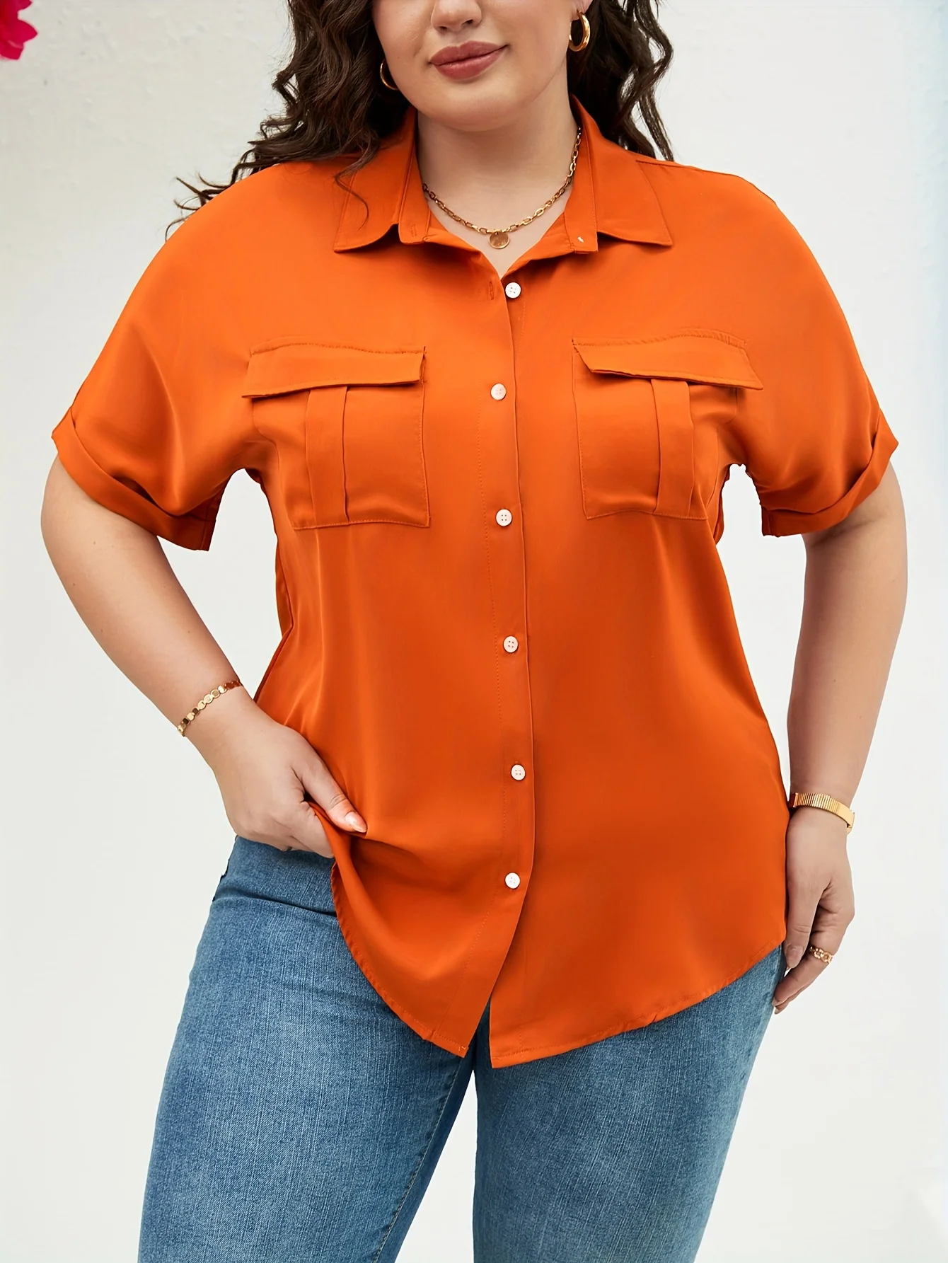 Damen-Hemd in Übergröße, Sommer-Chic, elegantes Hemd für mollige Damenmode-Hemd