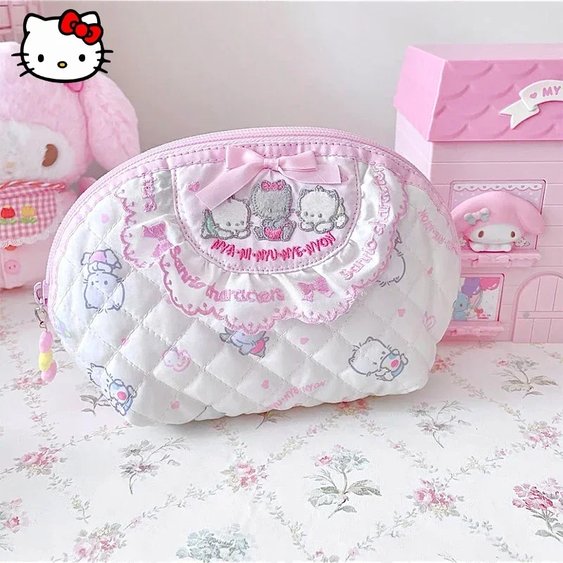 

New Kawaii Sanrio HelloKitty Cosmetic Bag Cute Anime Waterproof Girls Travel Toiletry Bag Makeup Storage Box Student Pencil Case