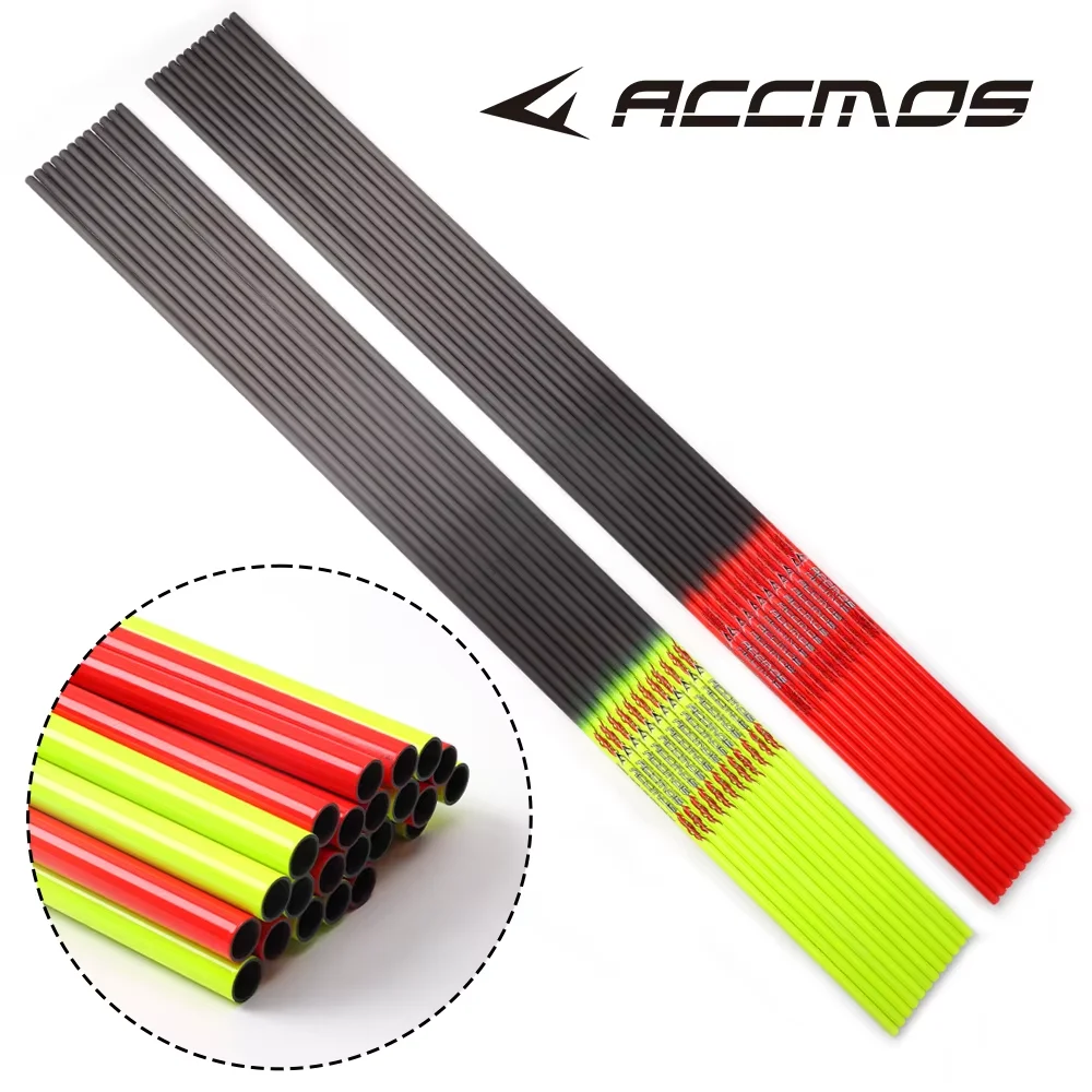 ACCMOS ID4.2/6.2mm Gelber/Oranger Pfeilschaft aus reinem Carbon, ausgestattet mit Pfeilzubehör, DIY Bogenschießen, 6 Stück – Detail 2