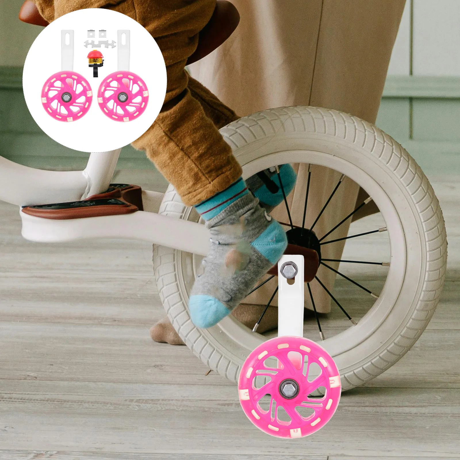 

Bike Training Auxiliary Stabilizer Kids Bike Auxiliary Wheels Children Balance Safety Durable Flash Light Fun Tools Included
