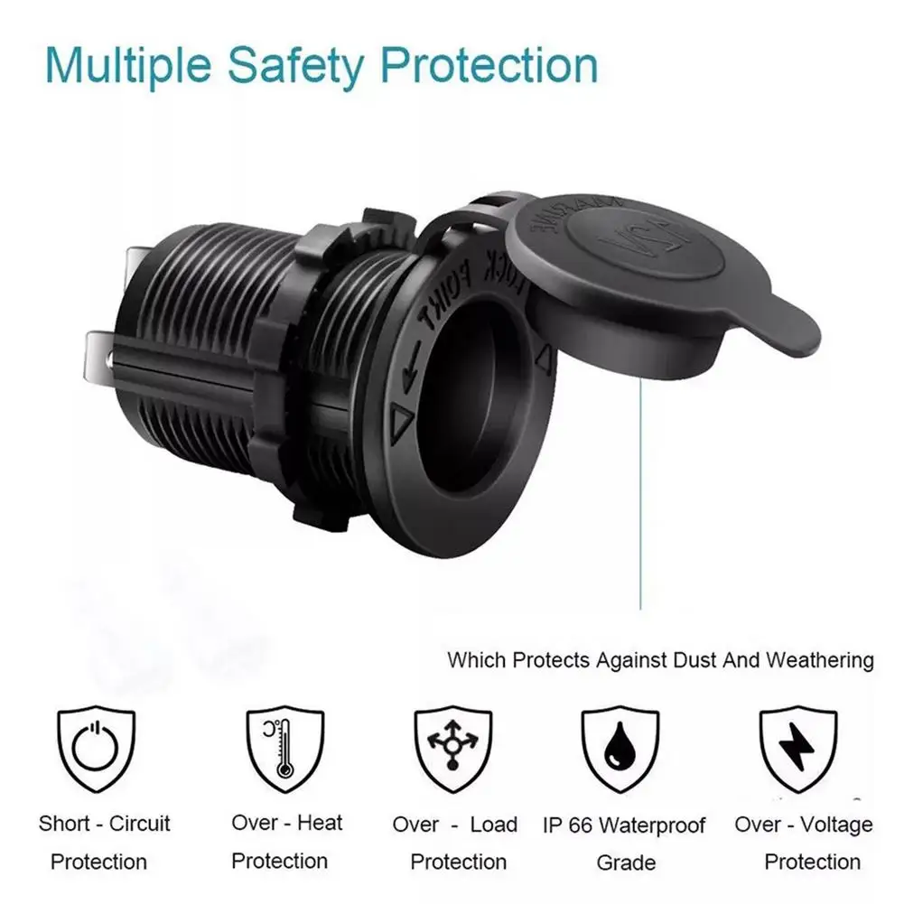 12V-24V Car Modification Socket Car Modification Cigarette Socket Lighter Charger Socket Female Car M3P9