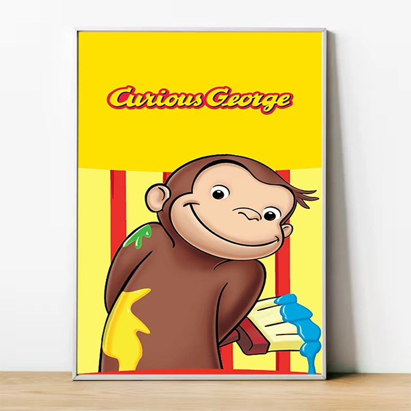 

Curious George Cute Monkey Funny Poster Bedroom Decoration Living Room Decorative Wall Prints For Home Decor Interior Posters
