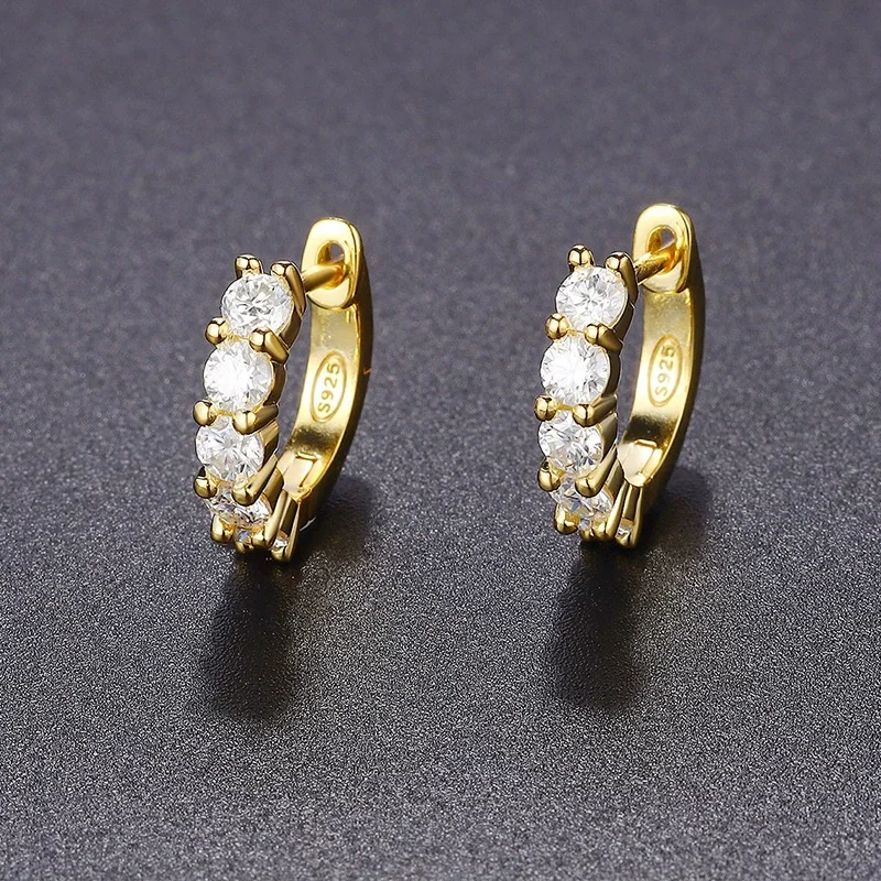 

ZFSILVER Fashion Trendy Classic 925 Silver Color D Moissanite Design Double Row Earring For Women Accessories Jewelry Gift RH075
