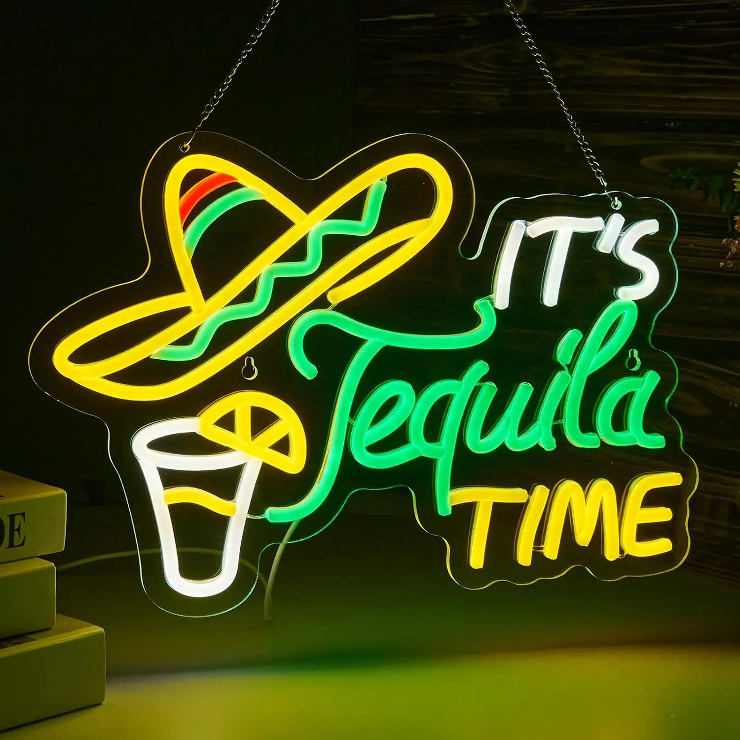 Enseigne néon LED « It's Tequila Time » avec alimentation USB, luminaire mural pour bar mexicain, restaurant, bar à domicile, fête, décoration de fenêtre pour entreprise à thème