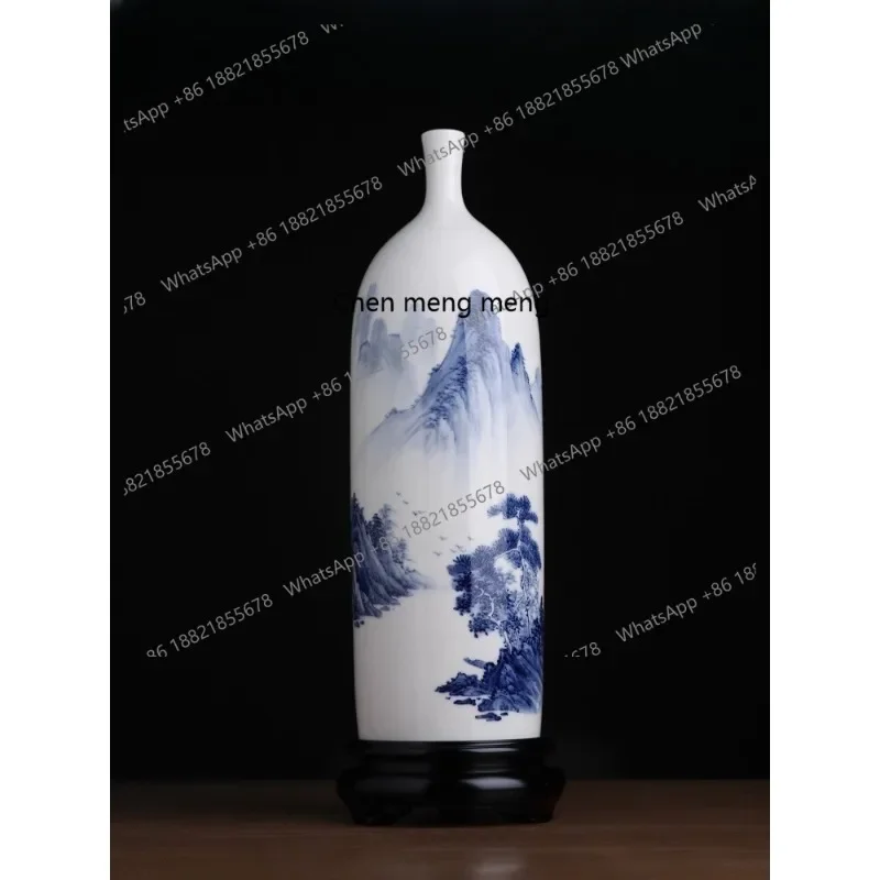 Songshan Evening Boat suet jade porcelain hand-painted ceramic vase ornament