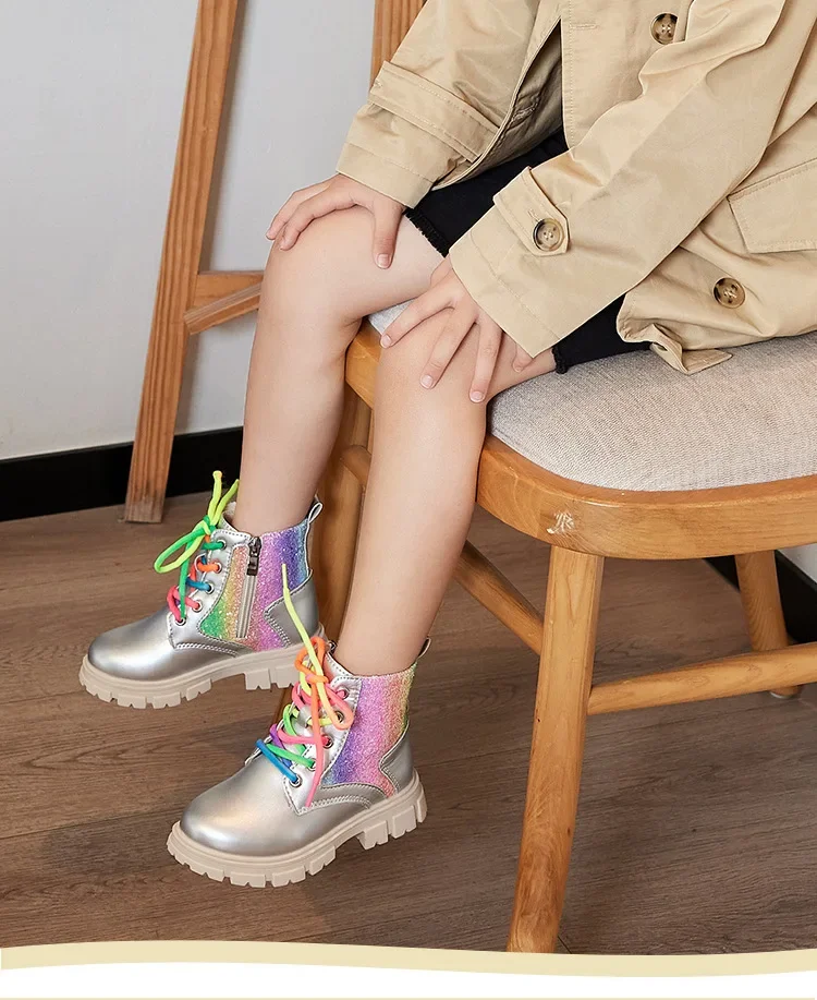 2024 Children Short Boots for Girls Autumn Winter New Fashionable Colorful Korean Style Anti-slippery Outside Thick Bottom Shoes