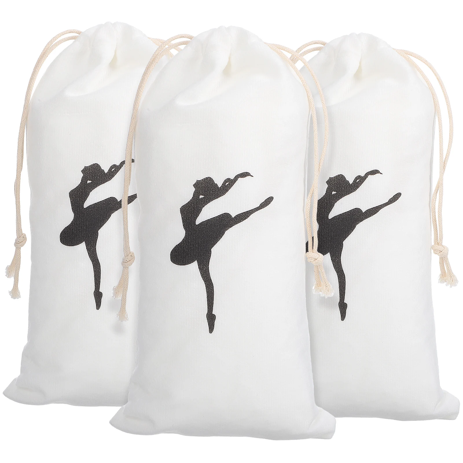 3pcs Ballet Shoe Bags Wear-Resistant Anti-Scratch Lightweight Cloth Dance Shoe Carrier With Drawstring Design For Point Shoes