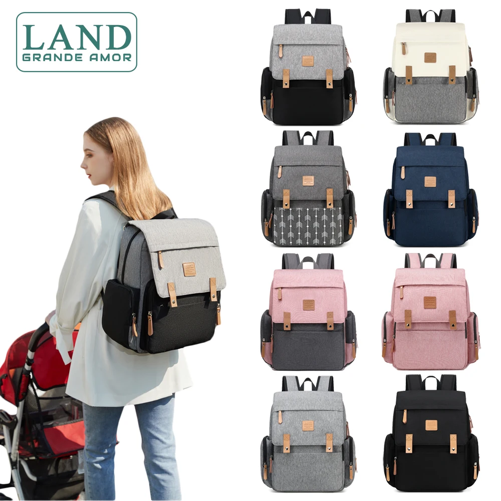 

Original LAND Mommy Diaper Bags Mother Large Capacity Travel Nappy Backpacks LAND LUXURY 2.0 Baby Nursing Bags Real Leather