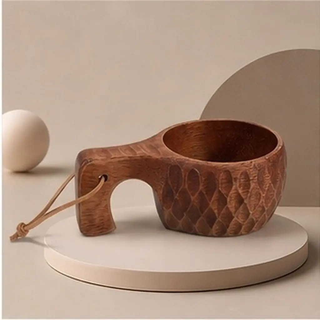 Wooden Milk Cup 240Ml Acacia Wood Coffee Tea Mug Travel Beer Wine Mug Multifunctional Wood Drinking Cup Coffee Mugs for Office