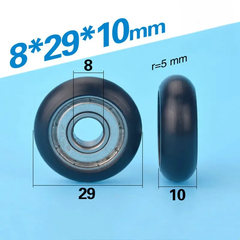 circular arc plastic coated bearing 608ZZ 8*29*10mm roller POM nylon wrapped wheel pulley bore size 8mm diameter 29mm