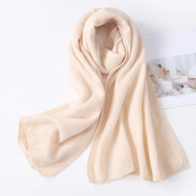 100% Wool Knitted Long Shalws For Women Winter Long Big Size Pashmina Soft Warm Neck Warmer Fashion Big Scarves 190cmx60cm