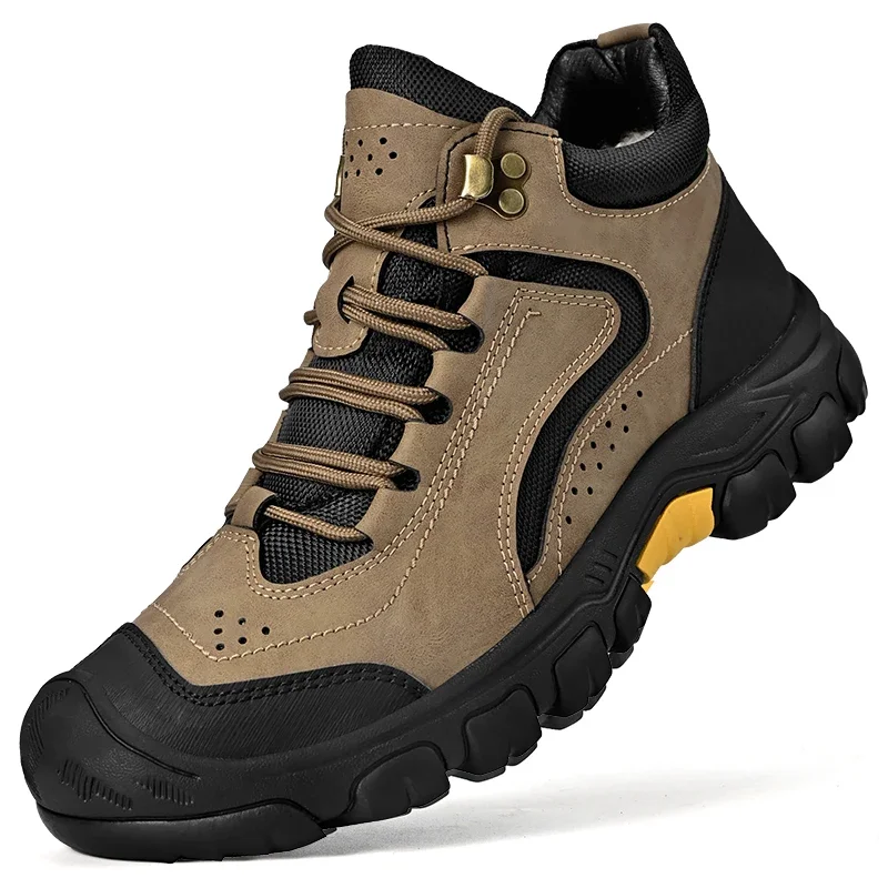 

British Style Brand Men's Mountaineering Boots Soft Sole Outdoor Sports Travel Shoes Genuine Leather Hiking Boots Walk Shoes Men