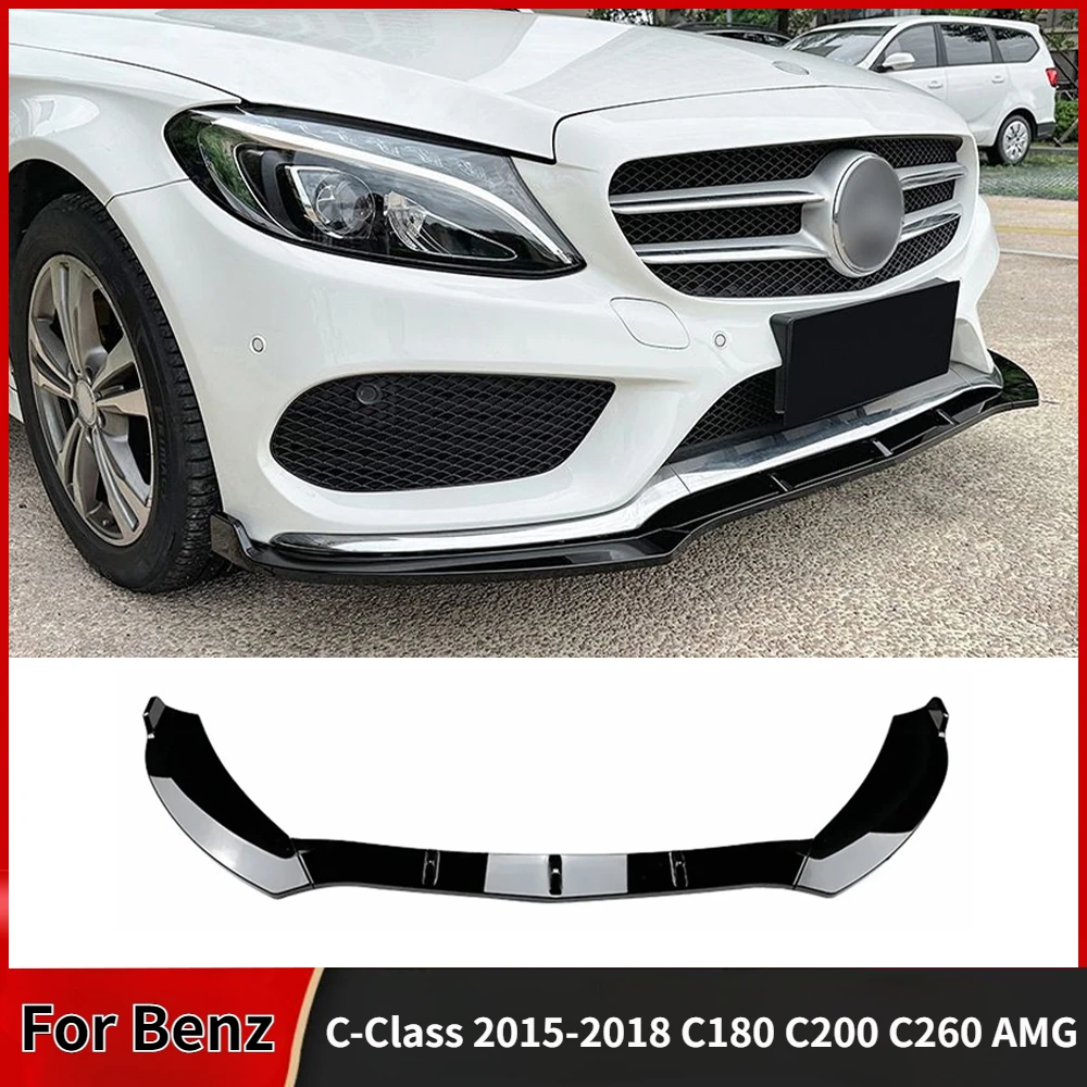 

For Mercedes Benz C-Class 2015-2018 W205 C180 C200 C260 AMG 3PCS Car Front Bumper Lip Spoiler Splitter Body Kit