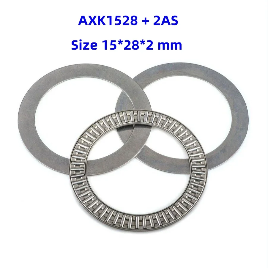 10pcs/Lot AXK1528+2AS Size 15*28*2mm Axial Ball Thrust Needle Roller Bearing With Two Washer