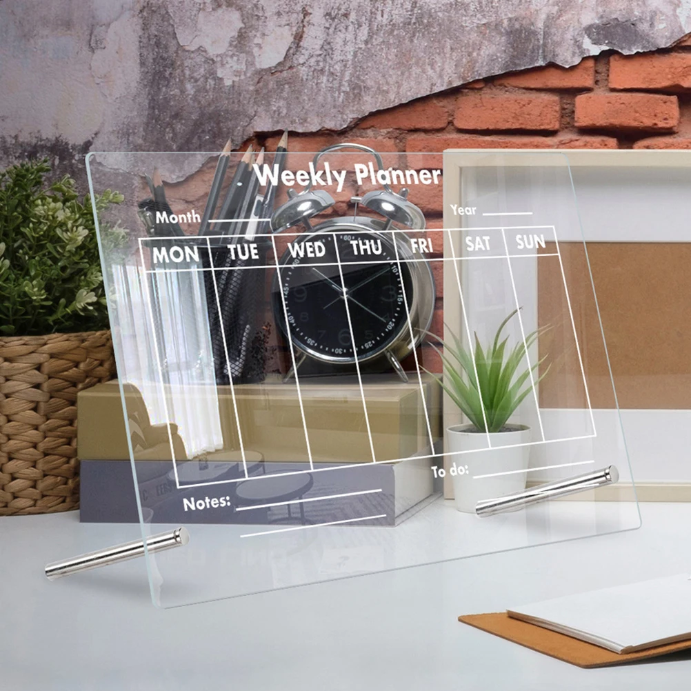 

1 set 1 Set Acrylic Message Desktop Memo For Home Office Multi-Functional Writing Tabletop Organizer Clear Erasable Note Board