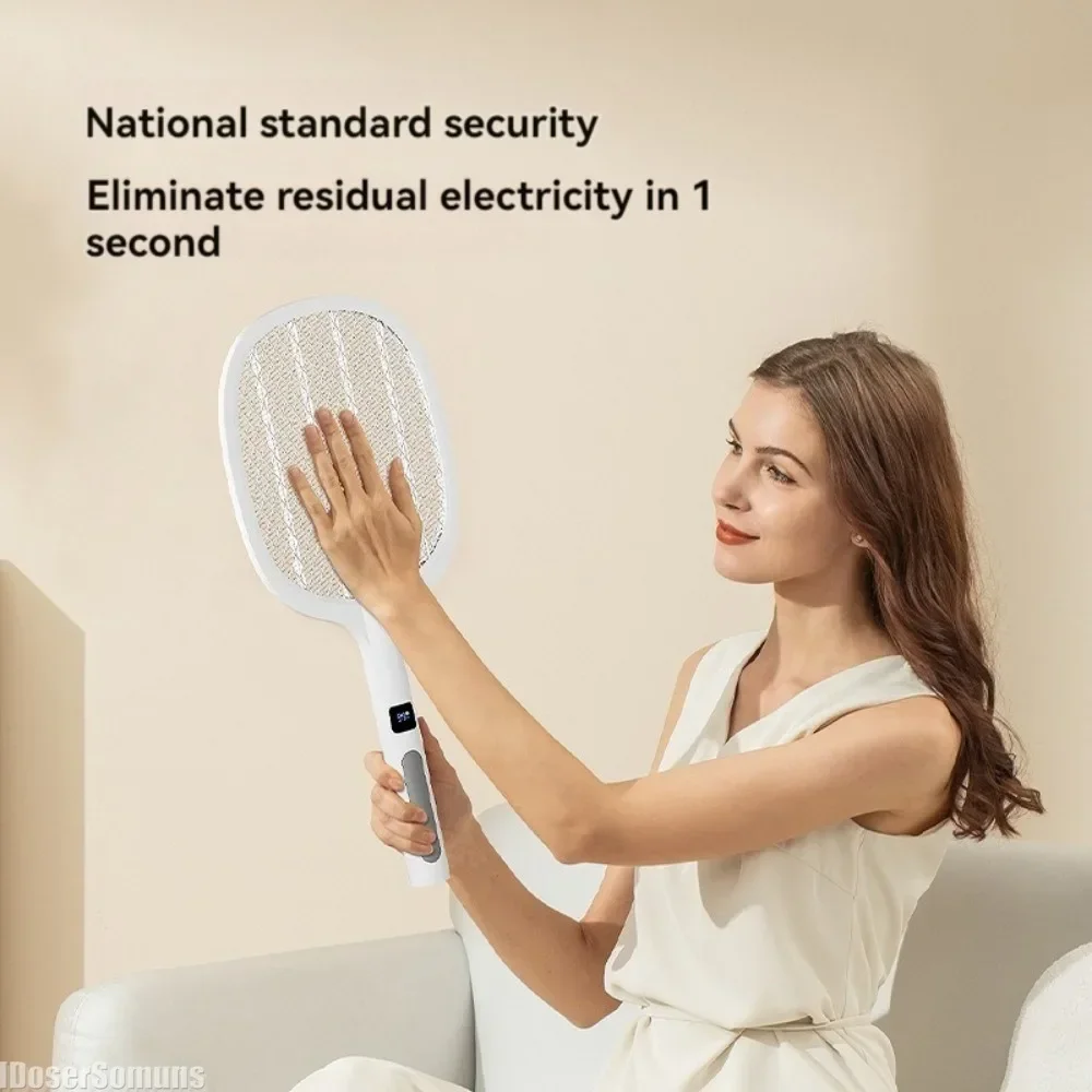 Rechargeable 4000V Electric Exterminator Home Fly Swatter Detachable Handheld Auto Swat Mode Type-C Rechargeable Garden Supplies