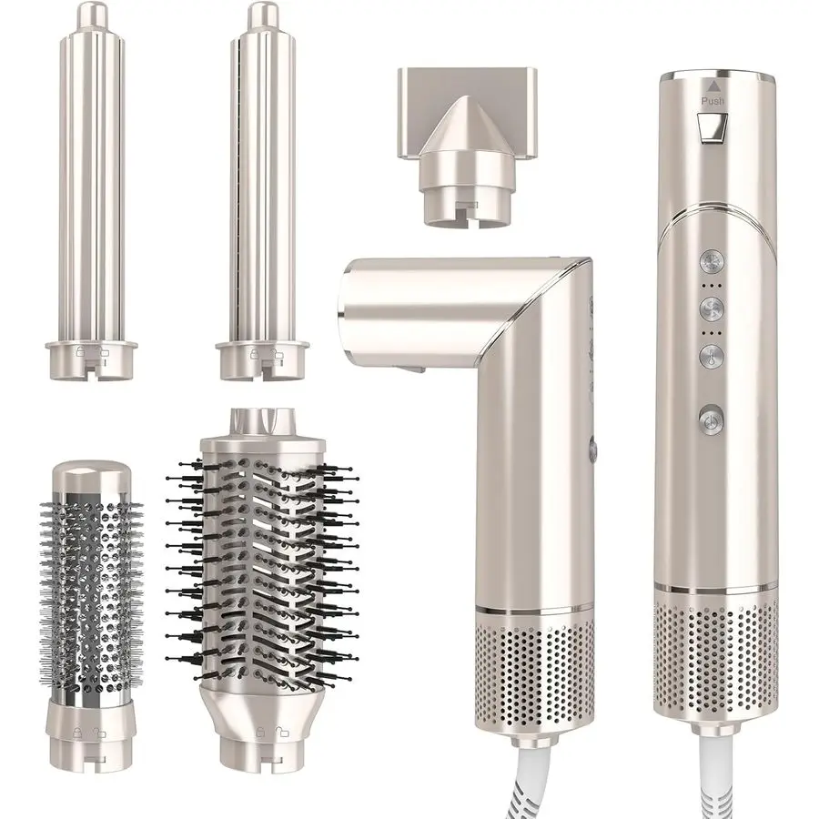 

Фен-щетка и стайлер для укладки волос 2-в-1: высокоскоростной фен 110 000 об/мин с автоматическими насадками для завивки и ионной технологией, фен с горячим воздухом