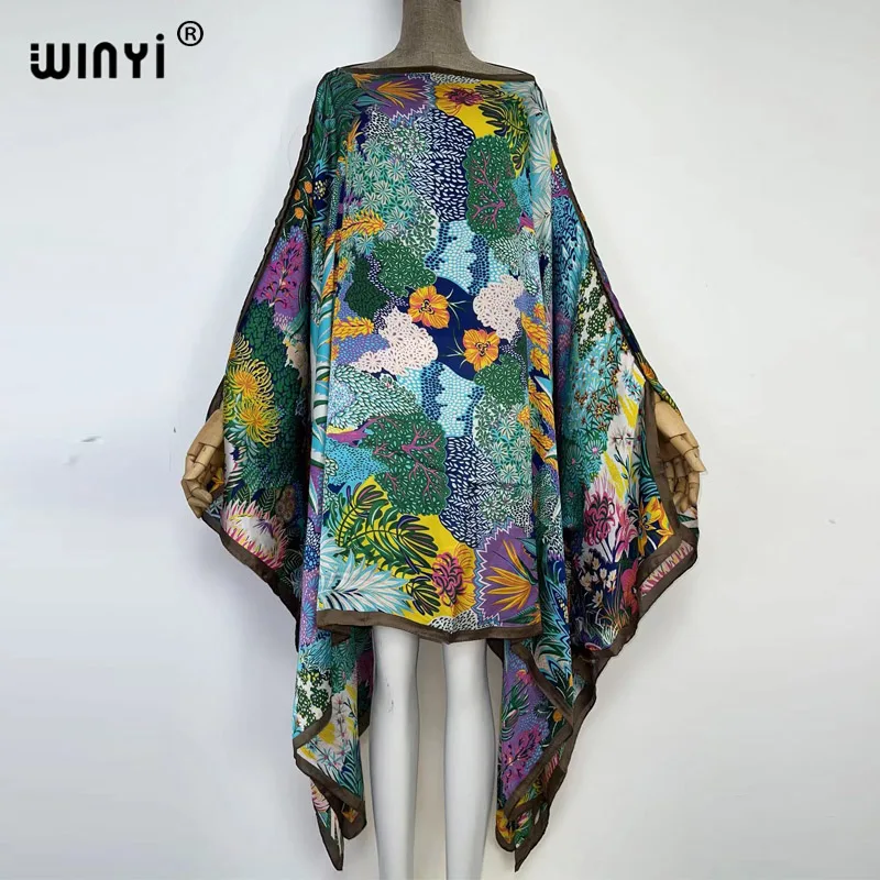 Winyi africano kaftan praia cobrir beach wear oversize boho roupas maiô robe festa de férias feminino roupas de natal