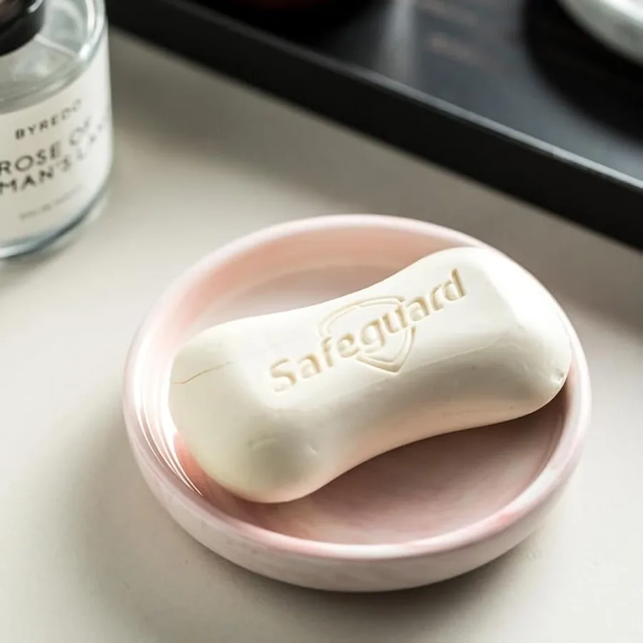 

Round Marble Soap Tray Small Ceramic Soap Dish Cute n Trinket Plate Pink