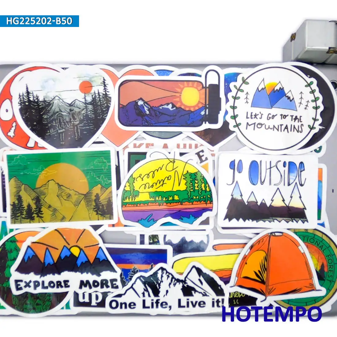 Weltreise-Aufkleber-Set, Klettern, Camping, Wandern, Outdoor-Abenteuer, für Laptop, Auto, Telefon, Motorrad, lustiges Aufkleberpaket, 50 Stück – Detail 27