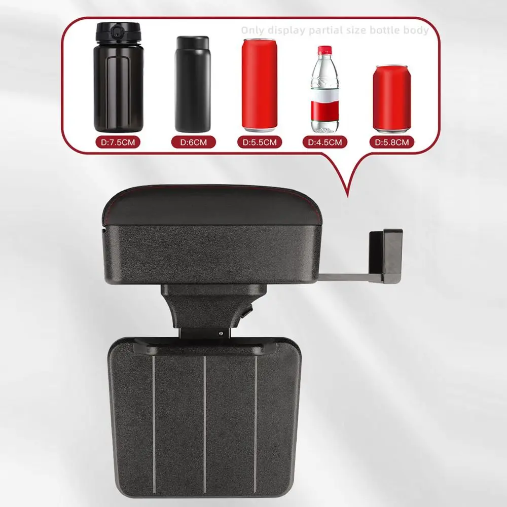 

Регулируемый по высоте ящик для хранения центральной консоли автомобиля с подъемным подносом из искусственной кожи, поддержка локтя, многофункциональный подлокотник