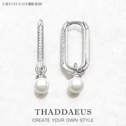 Oorringen, schakels en parels, romantische fijne sieraden voor vrouwen, cadeau in 925 sterling zilver