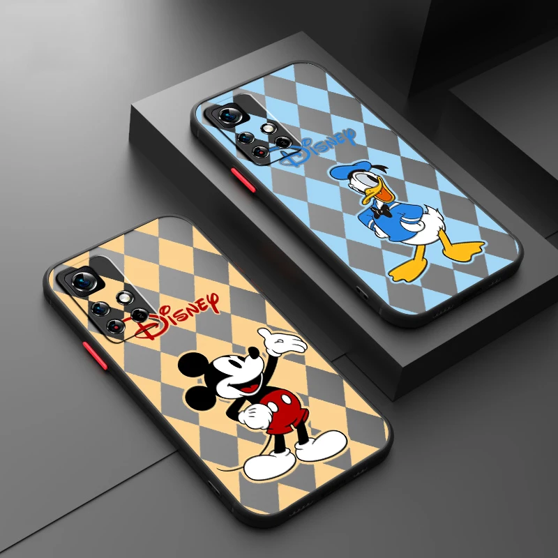 Disney Mickey&Minnie For Redmi Note 12 12S 12T 11 11T 11E 10 10S 9 9T 8 7 Pro Plus 5G Frosted Translucent Cover Capa Fundas