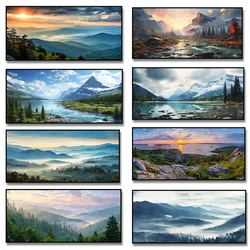 Blue Green Ridge Mountains National Park Forest Poster Print Watercolor Wall Art, Travel Canvas Painting Home Decor Cuadros