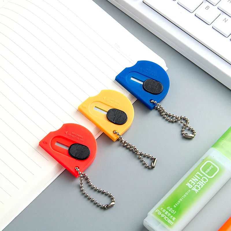 20PCS MINI Knife Cutter  Letter Opener Key Chain Box Scrapbooking Tools Envelope Sword Paper Cut Safety Automatic Rebound