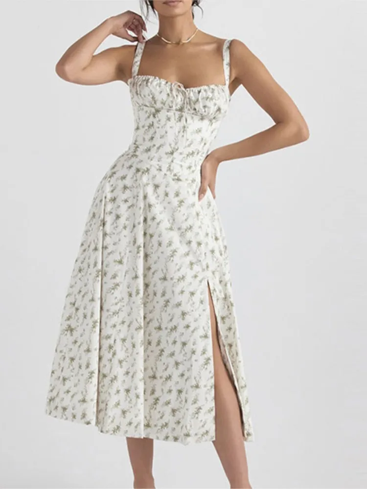 섹시한 여성 드레스 우아한 캐미솔 민소매 로우컷 하이웨이스트 슬릿 헴 로브 파티 프롬 나이트클럽 비즈니스 베스티도스 여름