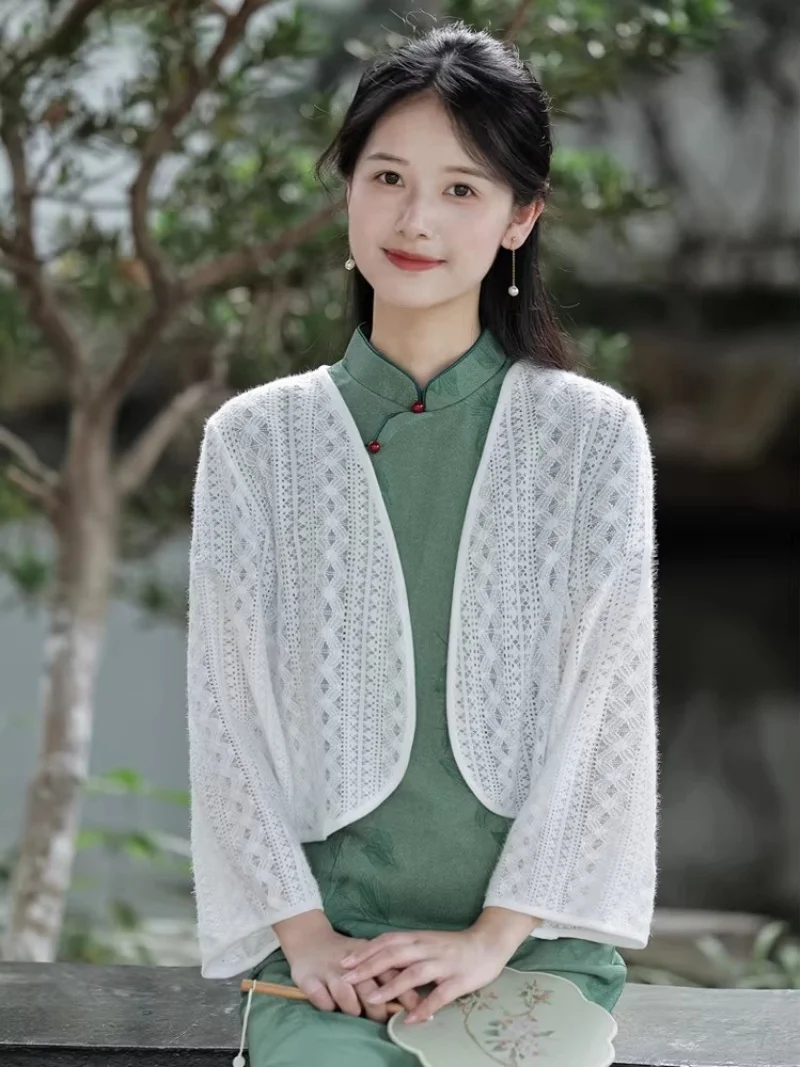 Chinese Style Cheongsam Shawl Women's Elegant Vintage Fashion Outerwear, Air Conditioning Cold Proof Cloak Summer Evening Cape w