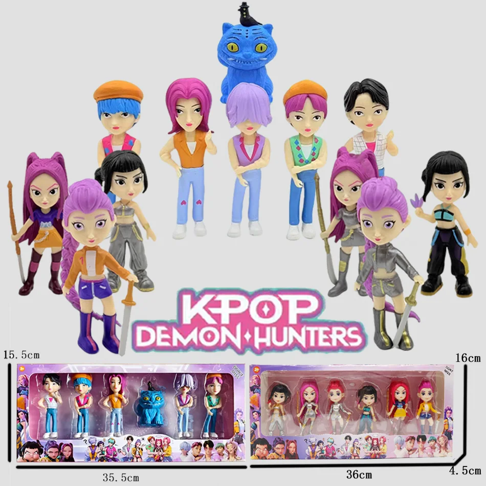 

2 styles Hot Anime Kpop Demon Hunters Witch Hunter Saja Boys High Appearance PVC Doll Boys Group Decorative Doll Holiday Gift