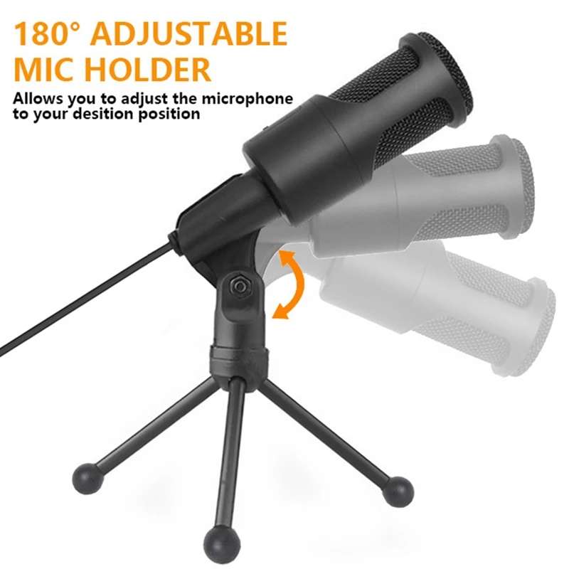 ไมโครโฟน USB PC, ไมโครโฟนคอนเดนเซอร์พ็อดคาสท์พร้อมขาตั้งกล้องแบบพับได้สำหรับการสตรีม, เล่นเกม, พ็อดคาสท์, การบันทึก, แล็ปท็อปทนทาน