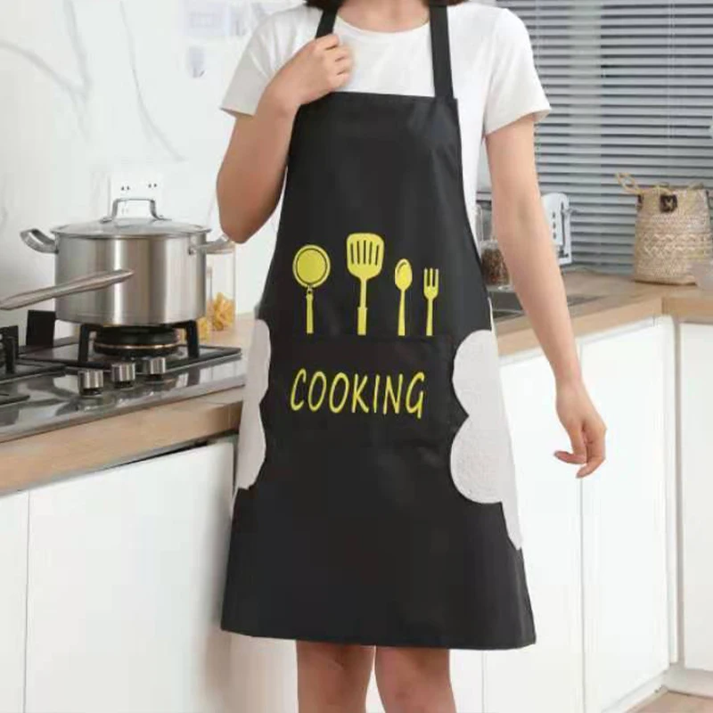 Waterproof and Oil-Resistant Kitchen Apron with Hand-Wiping Feature 2