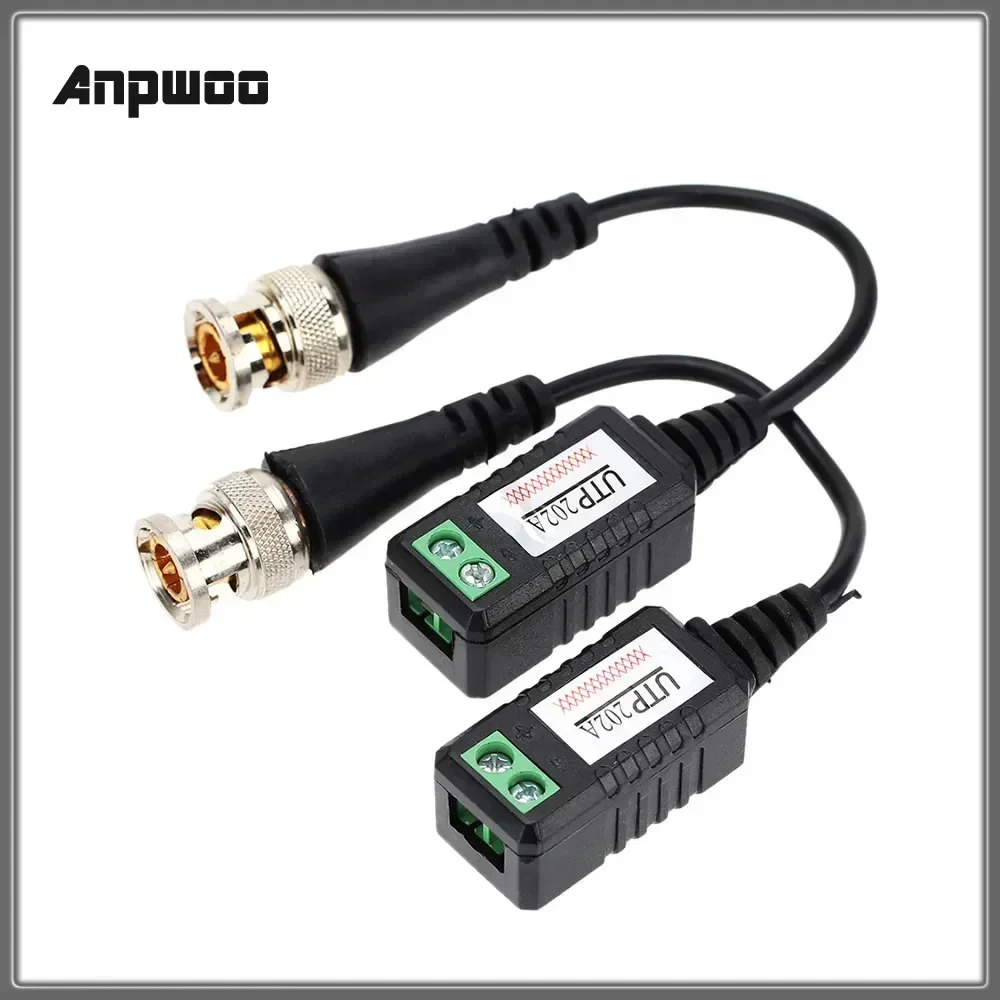 2Pcs 202A Passive Transceiver Video Balun Connector UTP BNC Cat5 for CCTV camera For 2MP 3MP 4MP 5MP For HD IP Camera