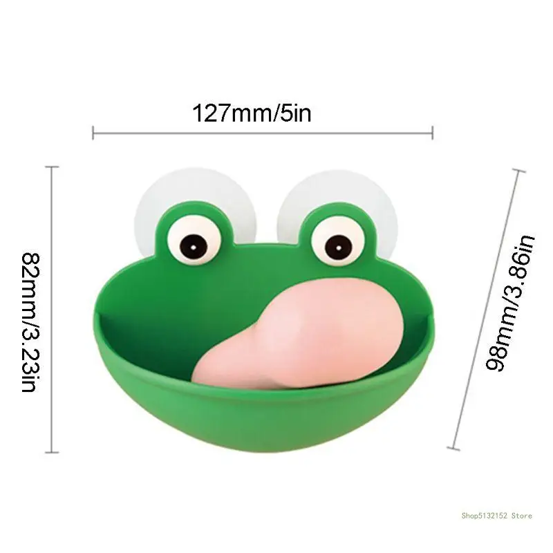 QX2E Frogs Shaped Soap Dish Holder with Suction Cups Kitchen Bathroom Soapbox for Case Household Accessories