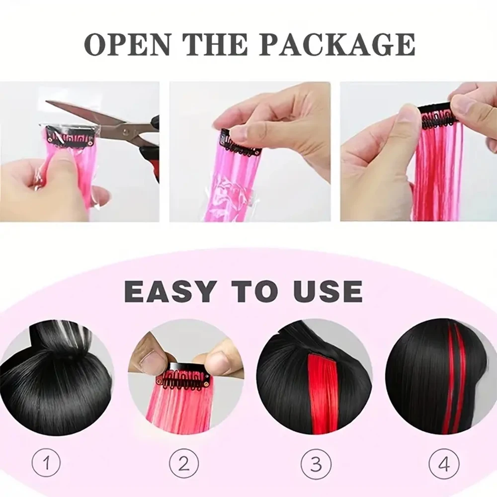 Extensiones de Cabello sintético de una pieza para cosplay, postizos rectos de hueso largo, 22 pulgadas, Y2K, 1 piezas