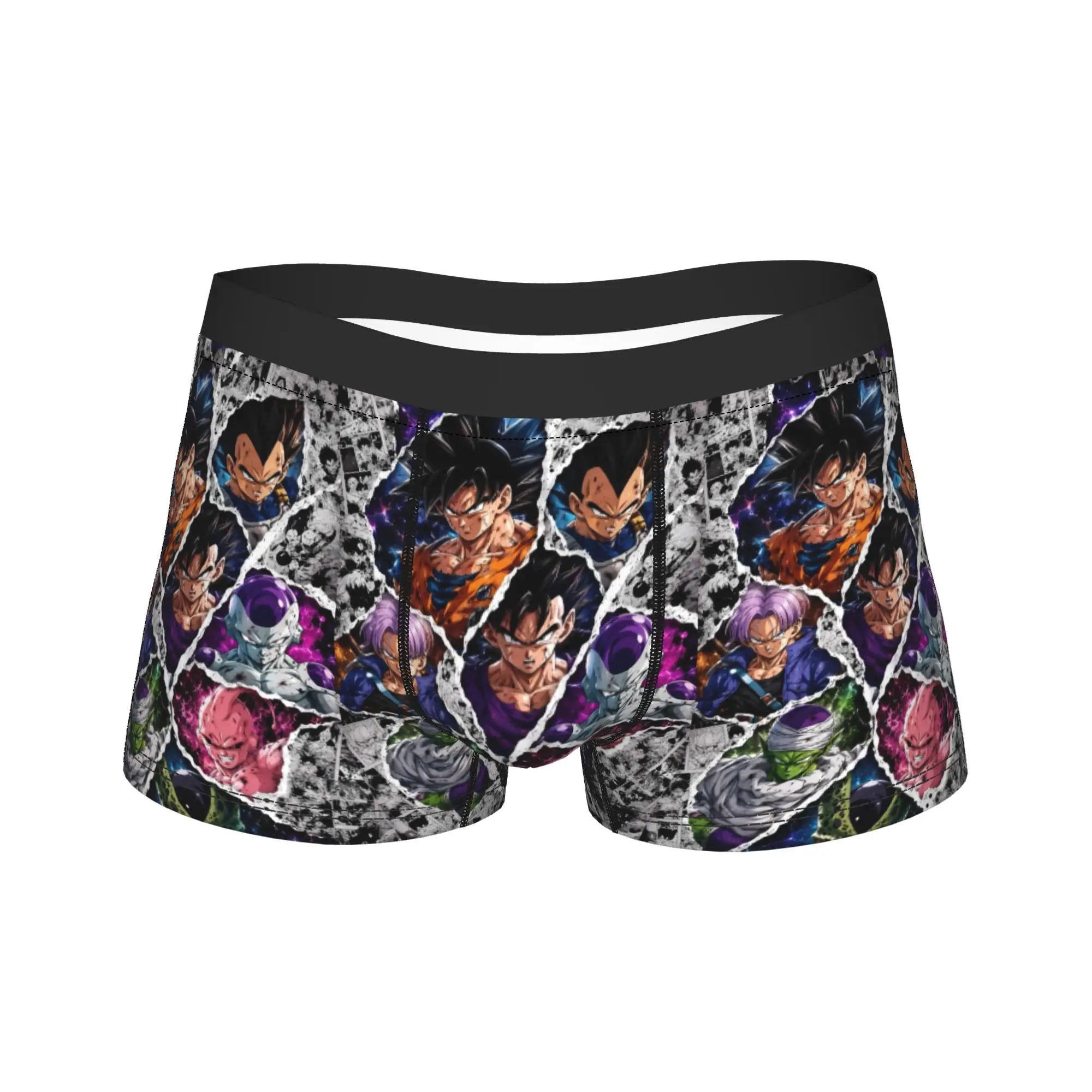 Goku Colorful Cracked Art Underwear  Male Panties Custom Breathable Boxershorts Hot Sale Shorts Briefs Big Size