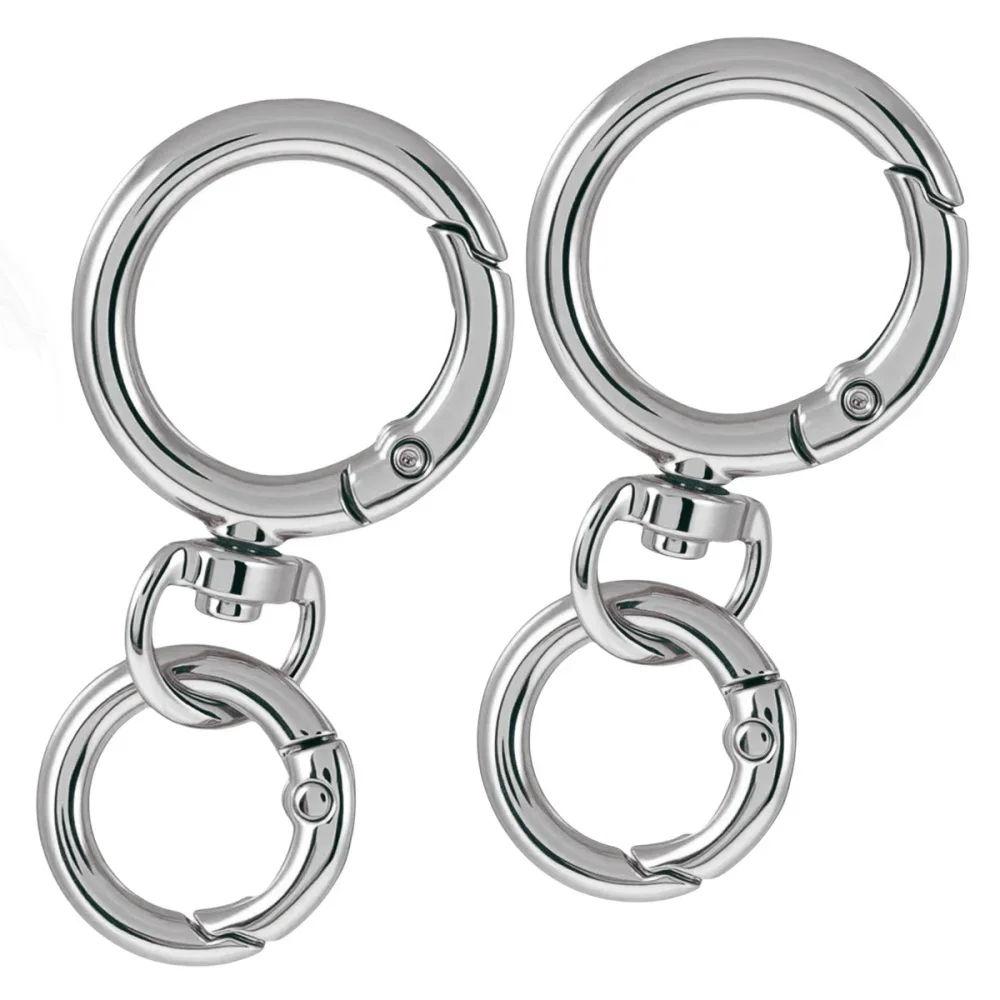 2Sets Round Spring Snap Carabiner Clip O Rings for DIY Crafts