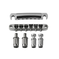 FLEOR Set of Tune-O-Matic Electric Guitar Bridge & Tailpiece for LP SG Style Guitar Parts, Chrome /Black