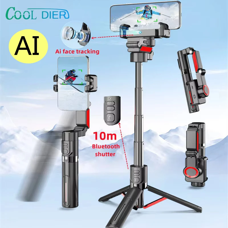 COOL DIER 2025 New AI face tracking Selfie stick tripod 360 Auto Rotation Follow Gimbal Stabilizer With Remote For tiktok Live