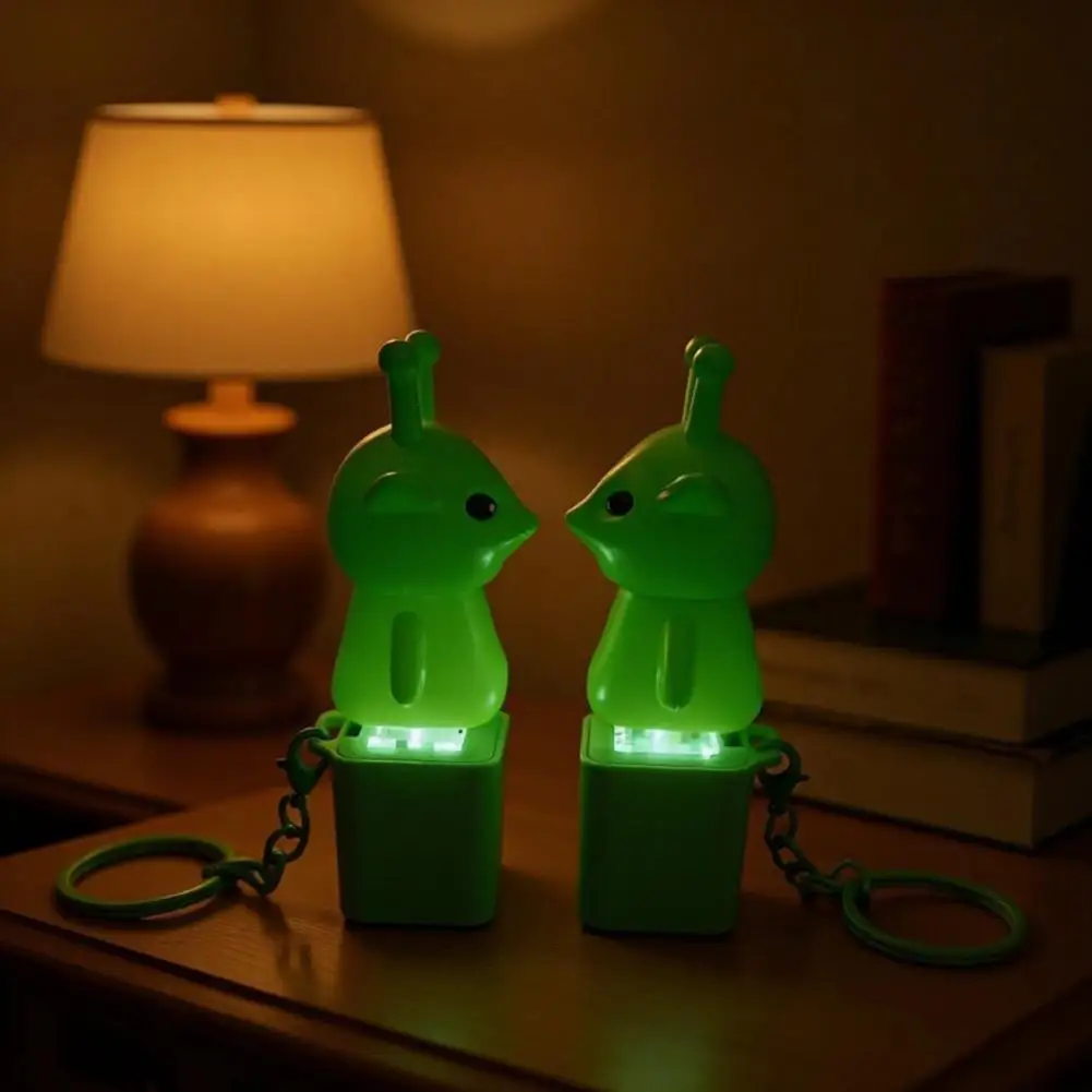 1/2/3Pcs Green Aliens Button Keychain Fidget Toy with Sound Lights Stress Anxiety Relief Keyboard Clicker Decompression Button