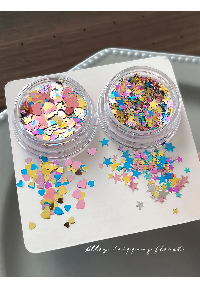 1 Box Glitter Star Nail Sequins 3D Charming Mixed Color Candy Colored Nail Flake Five-Point Star Nail Art Decor Diy Accessor