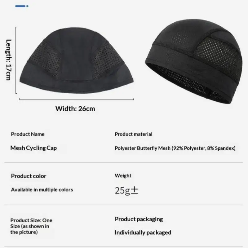 Quick Dry Breathable Motorcycle Cycling Helmet Inner Cap Mesh Racing Sweat Beanie Sports Hat for Comfortable Under-Helmet Wear